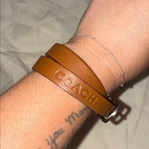 Coach Tan Leather Double Wrap Bracelet